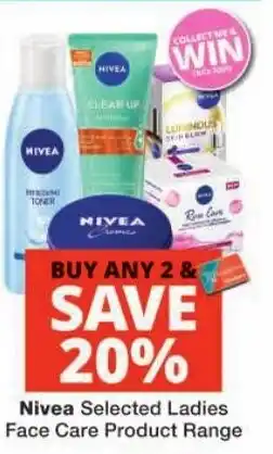 Checkers Nivea Selected Ladies Face Care Product Range offer