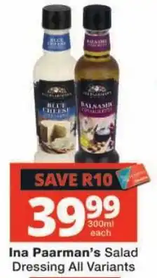 Checkers Ina Paarman's Salad Dressing All Variants offer