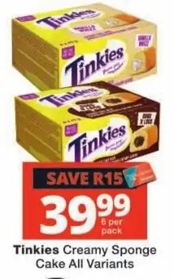 Checkers Tinkies Creamy Sponge Cake All Variants offer