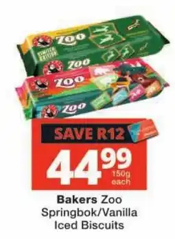 Checkers Bakers Zoo Springbok/Vanilla Iced Biscuits offer