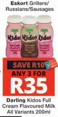 Checkers Darling Kidos Full Cream Flavoured Milk offer
