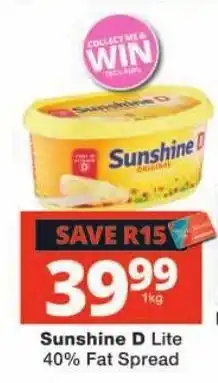 Checkers Sunshine D Lite 40% Fat Spread offer