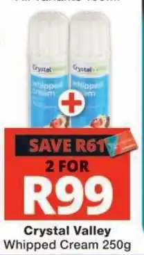 Checkers Crystal Valley Whipped Cream offer