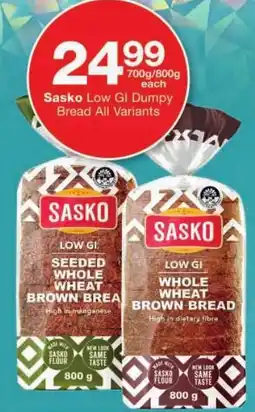 Checkers Sasko Low GI Dumpy Bread All Variants offer