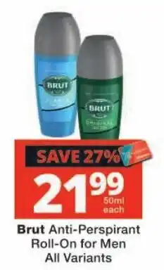Checkers Brut Anti-Perspirant Roll-On for Men offer