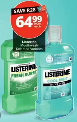 Checkers Listerine Mouthwash Selected Variants offer