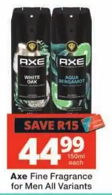 Checkers Axe Fine Fragrance for Men offer