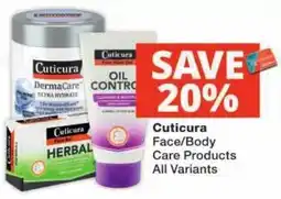 Checkers Cuticura Face/Body Care Products offer