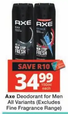 Checkers Axe Deodorant for Men offer