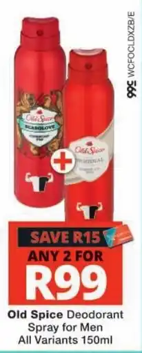 Checkers Old Spice Deodorant Spray for Men offer