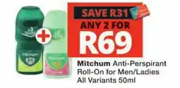 Checkers Mitchum Anti-Perspirant Roll-On for Men/Ladies offer