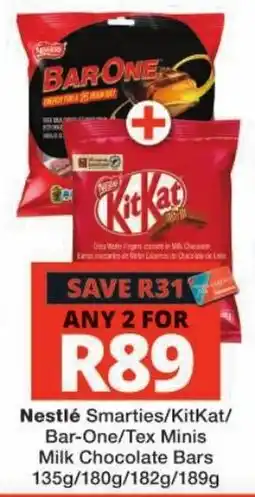 Checkers Nestlé Smarties/KitKat/Bar-One/Tex Minis Milk Chocolate Bars offer