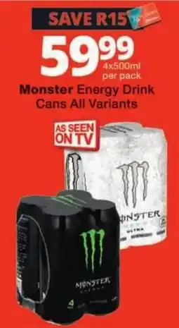 Checkers Monster Energy Drink Cans All Variants offer