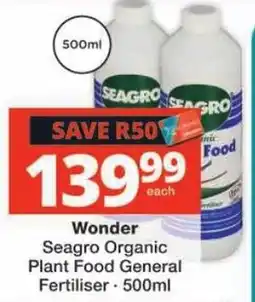 Checkers Wonder Seagro Organic Plant Food General Fertiliser offer