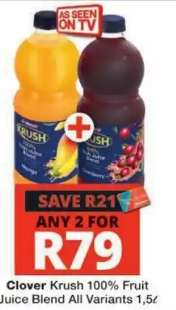 Checkers Clover Krush 100% Fruit Juice Blend offer