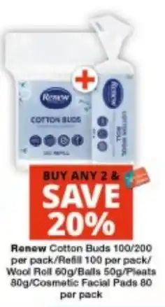 Checkers Renew Cotton Buds offer