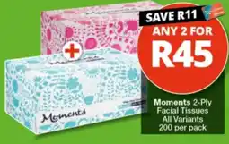 Checkers Moments 2-Ply Facial Tissues offer