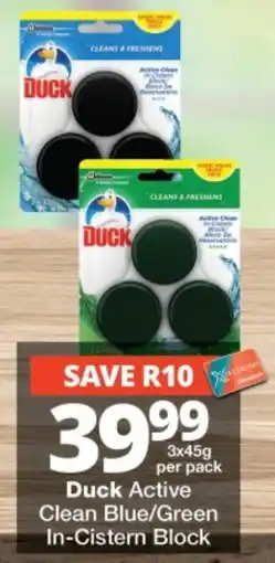 Checkers Duck Active Clean Blue/Green In-Cistern Block offer