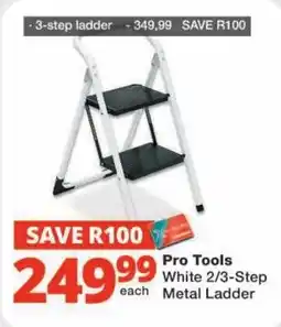 Checkers Pro Tools White 2/3-Step Metal Ladder offer