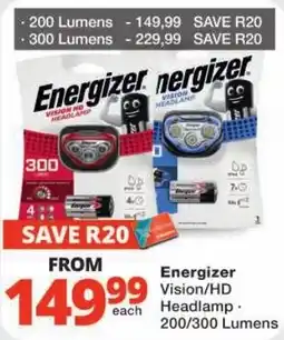 Checkers Energizer Vision/HD Headlamp offer