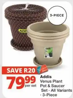 Checkers Addis Venus Plant Pot & Saucer Set offer