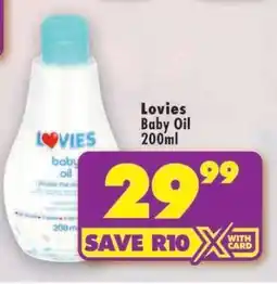 Shoprite Lovies Baby Oil 200ml offer