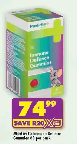 Shoprite Medirite Immune Defence Gummies 60 per pack offer