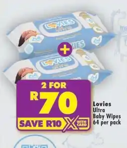 Shoprite Lovies Ultra Baby Wipes 64 Per Pack offer