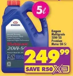 Shoprite Engen Multigrade 20W-50 Premium Motor Oil 5L offer