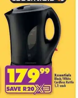 Shoprite Xssentials Black/White Cordless Kettle 1.7ℓ each offer