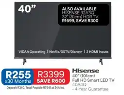 OK Furniture Hisense 40" (101cm) Full HD Smart LED TV 40A4Q offer