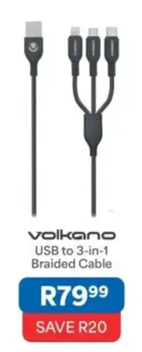 OK Furniture volkano USB to 3-in-1 Braided Cable offer