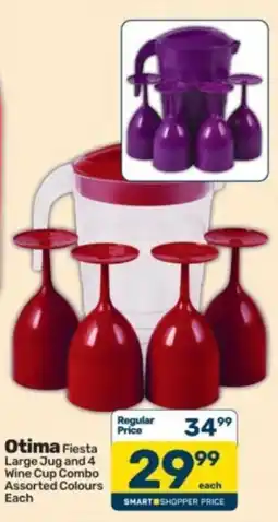 Pick n Pay Otima Fiesta Large Jug and 4 Wine Cup Combo Assorted offer
