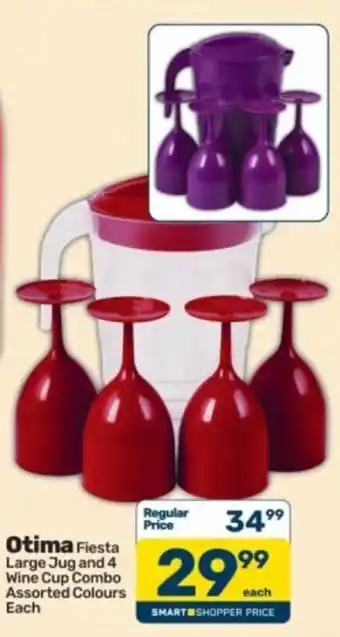 Otima Fiesta Large Jug and 4 Wine Cup Combo Assorted