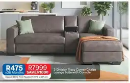 OK Furniture 2-Division Tracy Corner Chaise Lounge Suite with Console offer