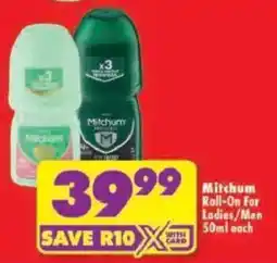 Shoprite Mitchum Roll-On For Ladies/Men offer