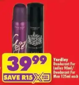 Shoprite Yardley Deodorant offer