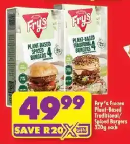 Shoprite Fry's Frozen Plant-Based Traditional/Spiced Burgers offer