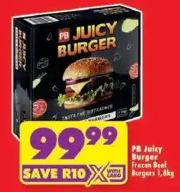 Shoprite PB Juicy Burger Frozen Beef Burgers offer