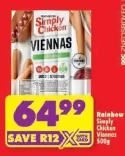 Shoprite Rainbow Simply Chicken Viennas offer