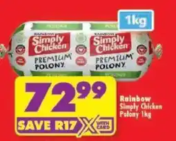 Shoprite Rainbow Simply Chicken Polony offer