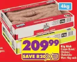 Shoprite Big Nick Frozen Braai Wors offer