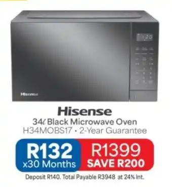 Hisense 34' Black Microwave Oven