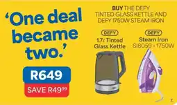 OK Furniture DEFY Tinted Glass Kettle DEFY Steam Iron offer