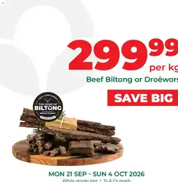 Food Lover's Market Beef Biltong or Droëwors offer