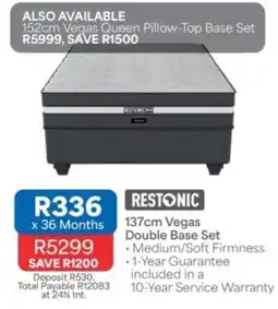 OK Furniture RESTONIC 137cm Vegas Double Base Set offer