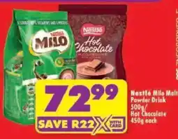 Shoprite Nestlé Milo Malt Powder Drink Hot Chocolate offer