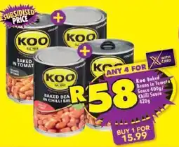 Shoprite Koo Baked Beans in Tomato Sauce / Chilli Sauce offer