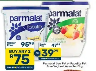 Parmalat Low Fat or Fabulite Fat Free Yoghurt Assorted