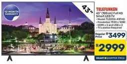 Pick n Pay TELEFUNKEN 43" (109cm) Full HD Smart LED TV offer